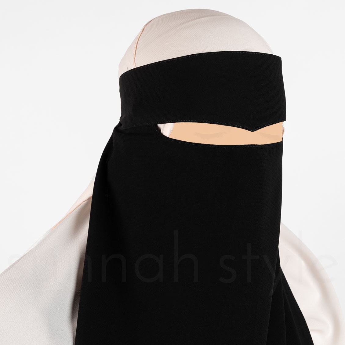 Sunnah Style Long One Layer Widow's Peak Niqab Black